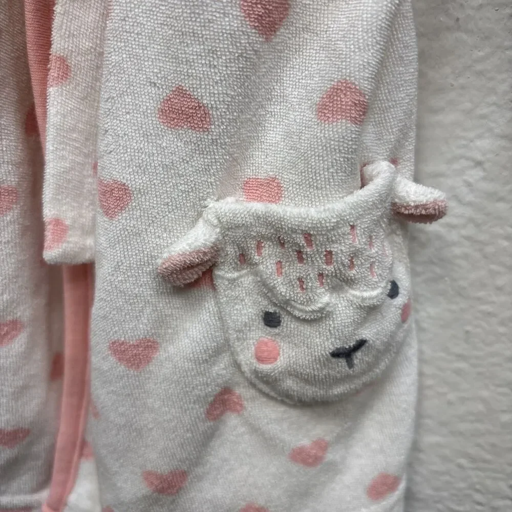 Carter’s Just One You Baby Girl Heart Print Hooded Terry Bathrobe White 0-9 Mo